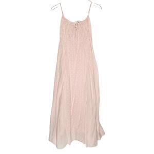 Lulus M Light Pink Maxi Dress Empire Waist Drawstring Spaghetti Strap Milkmaid